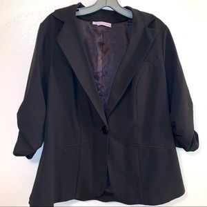 Maurice’s Size 0 Single Button Black Polyester Rayon Spandex Suit Jacket